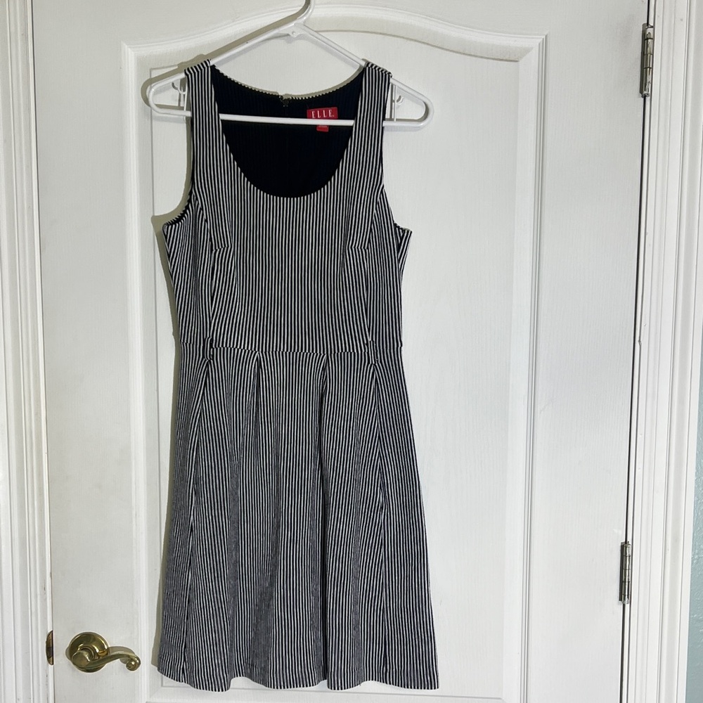 Elle Black and White Pinstripe Sleeveless Mini Dress